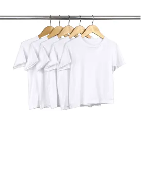 Kit 5 Camisetas Infantil de Algodão Penteado Branca