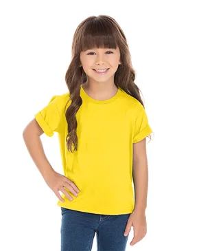 Camiseta Infantil de Algodão Penteado Amarelo Canário