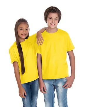 Camiseta Juvenil de Algodão Penteado Amarelo Canário