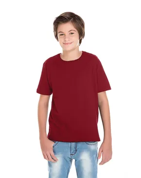 Camiseta Juvenil de Algodão Penteado Bordô