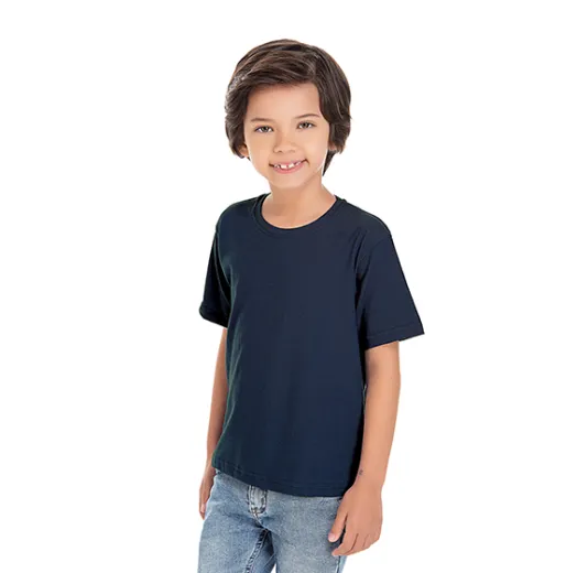 Camiseta Infantil de Algodão Penteado Azul Marinho