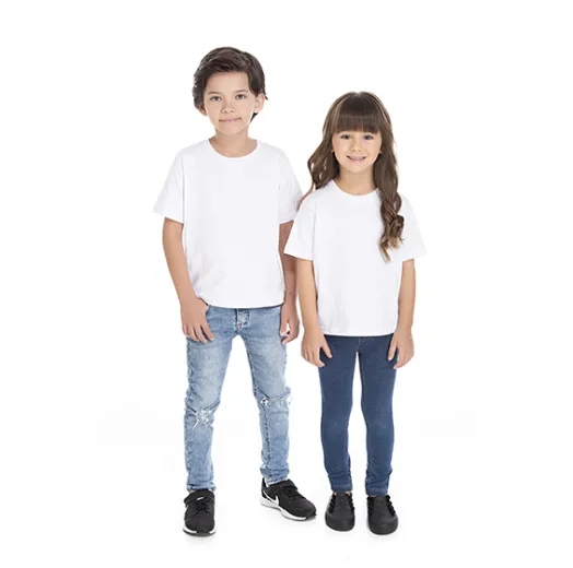 Camiseta Infantil de Algodão Penteado Branca