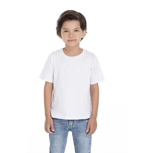 Kit 5 Camisetas Infantil de Algodão Penteado Branca