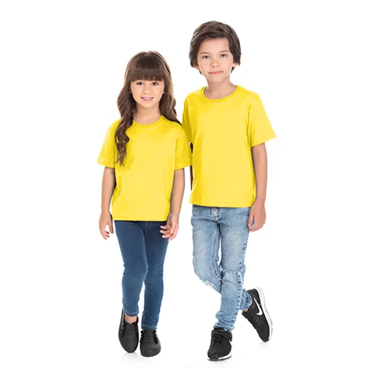 Camiseta Infantil de Algodão Penteado Amarelo Canário