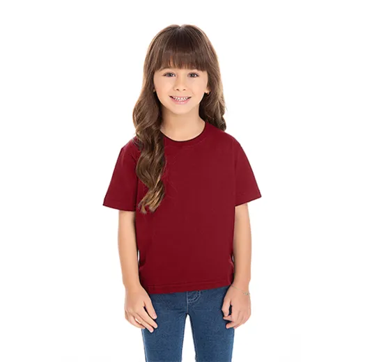 Camiseta Infantil de Algodão Penteado Bordô