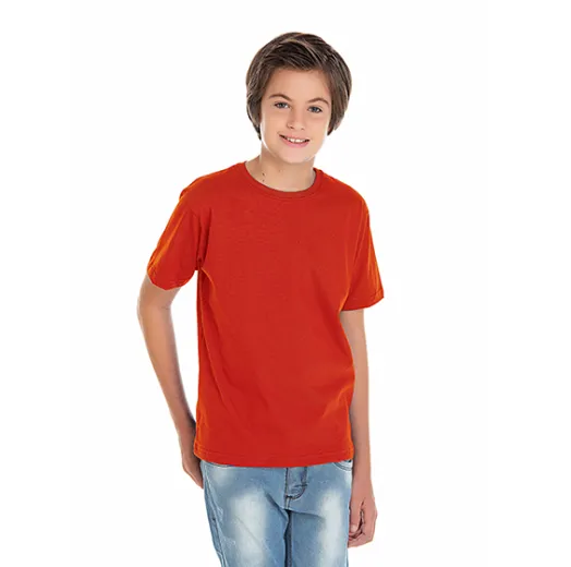 Camiseta Juvenil de Algodão Penteado Vermelha