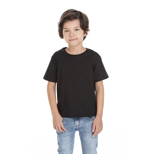 Kit 5 Camisetas Infantil de Algodão Penteado Preta