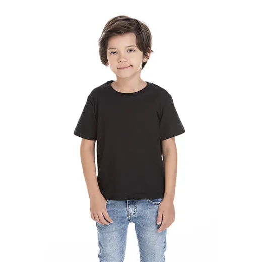 Camiseta Infantil de Algodão Penteado Preta