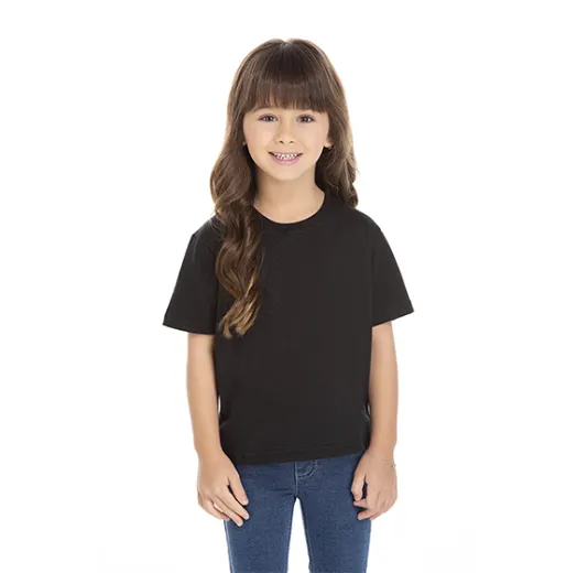 Kit 5 Camisetas Infantil de Algodão Penteado Preta