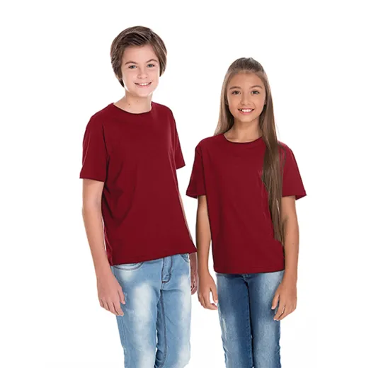 Camiseta Juvenil de Algodão Penteado Bordô