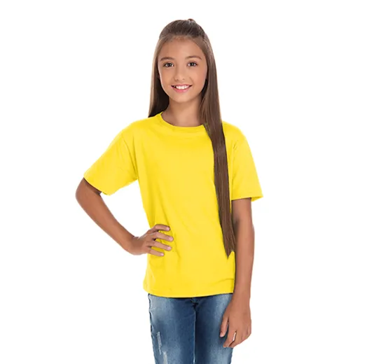 Kit 5 Camisetas Juvenil de Algodão Penteado Amarelo Canário
