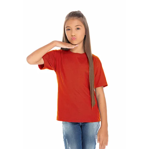 Camiseta Juvenil de Algodão Penteado Vermelha