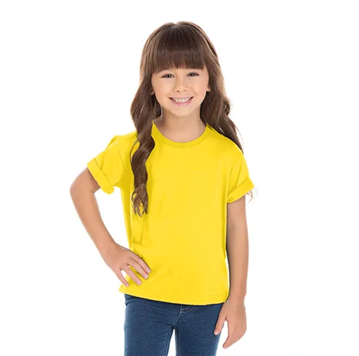 Camiseta Infantil de Algodão Penteado Amarelo Canário