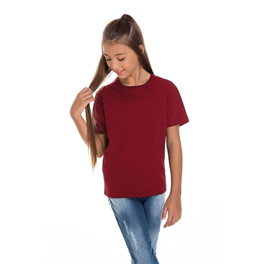 Camiseta Juvenil de Algodão Penteado Bordô