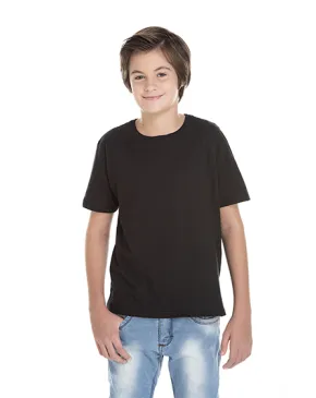 Camiseta Juvenil de Algodão Penteado Preta