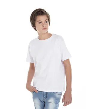 Camiseta Juvenil de Algodão Penteado Branca