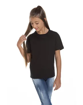 Camiseta Juvenil de Algodão Penteado Preta