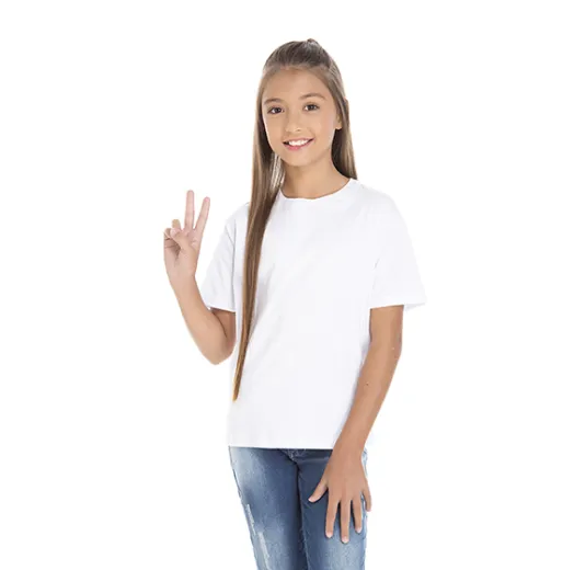 Camiseta Juvenil de Algodão Penteado Branca