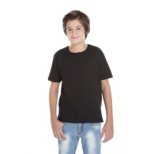 Camiseta Juvenil de Algodão Penteado Preta