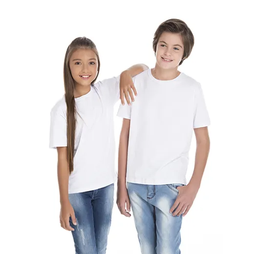 Camiseta Juvenil de Algodão Penteado Branca