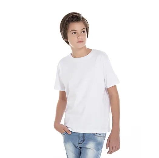 Camiseta Juvenil de Algodão Penteado Branca