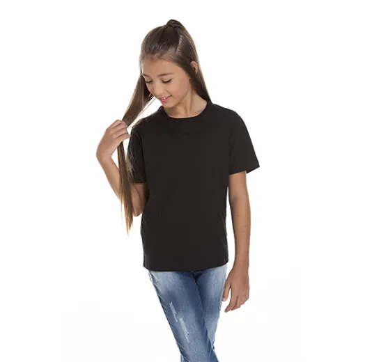 Camiseta Juvenil de Algodão Penteado Preta