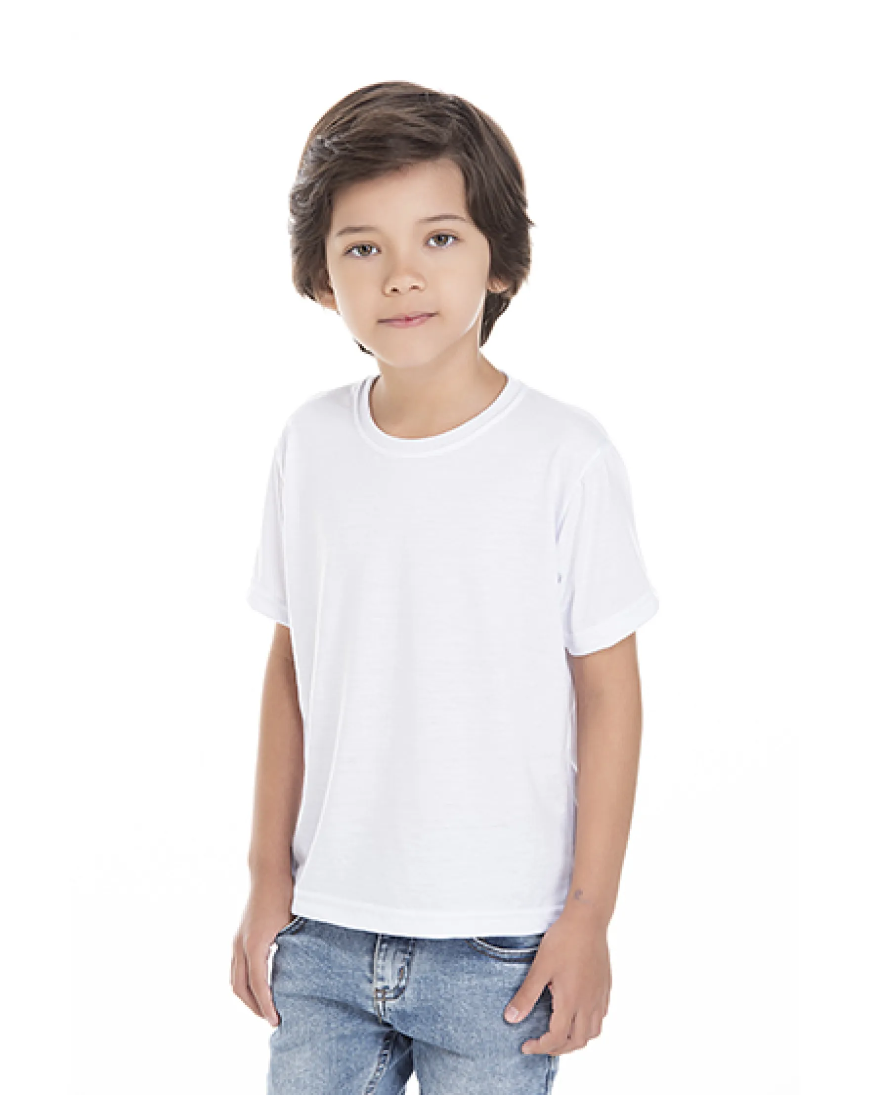 Kit 5 Camisetas Infantil de Poliéster / Sublimática Branca