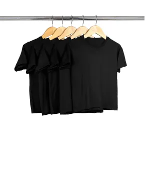 Kit 5 Camisetas Infantil de Algodão Penteado Preta