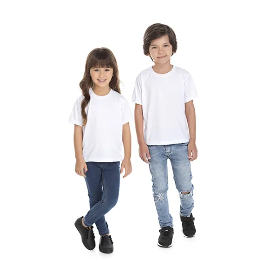 Camiseta Infantil de Poliéster / Sublimática Branca