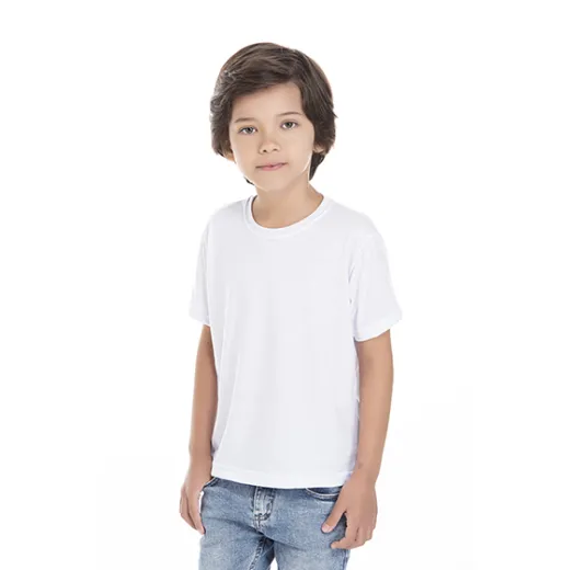 Kit 5 Camisetas Infantil de Poliéster / Sublimática Branca