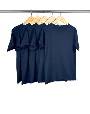 Kit 5 Camisetas Juvenil de Algodão Penteado Azul Marinho