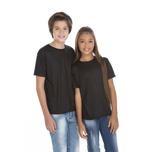 Camiseta Juvenil de Poliéster / Sublimática Preta