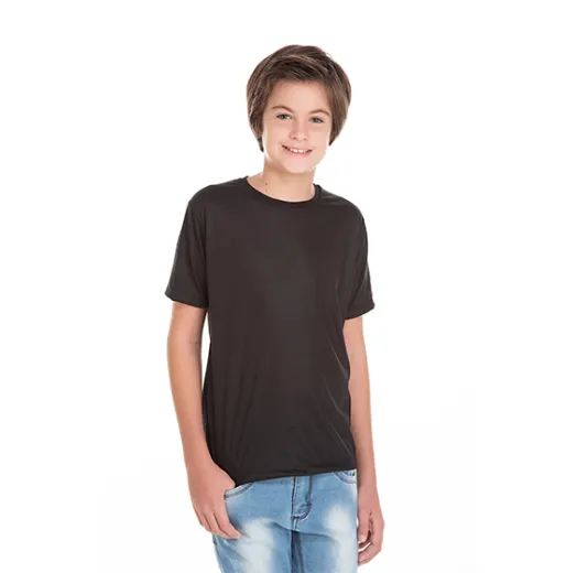 Camiseta Juvenil de Poliéster / Sublimática Preta