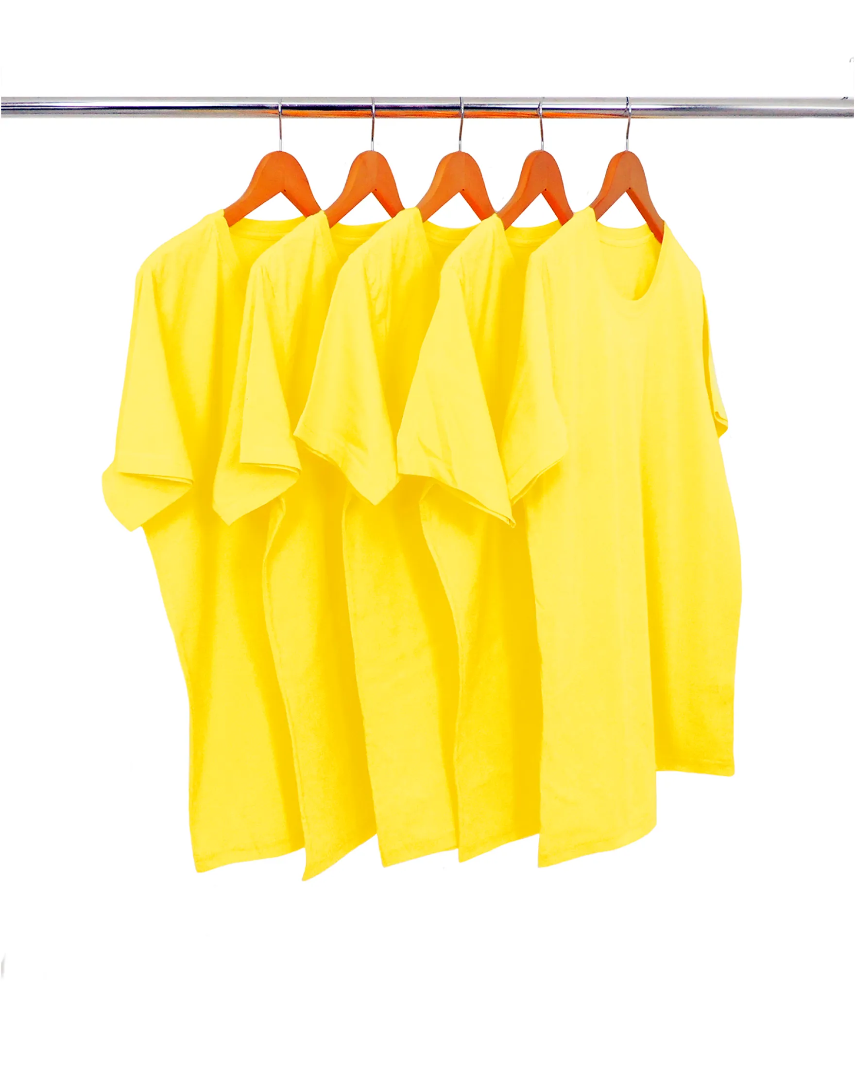 KIT 5 Camisetas de Algodão Premium Amarelo Canário