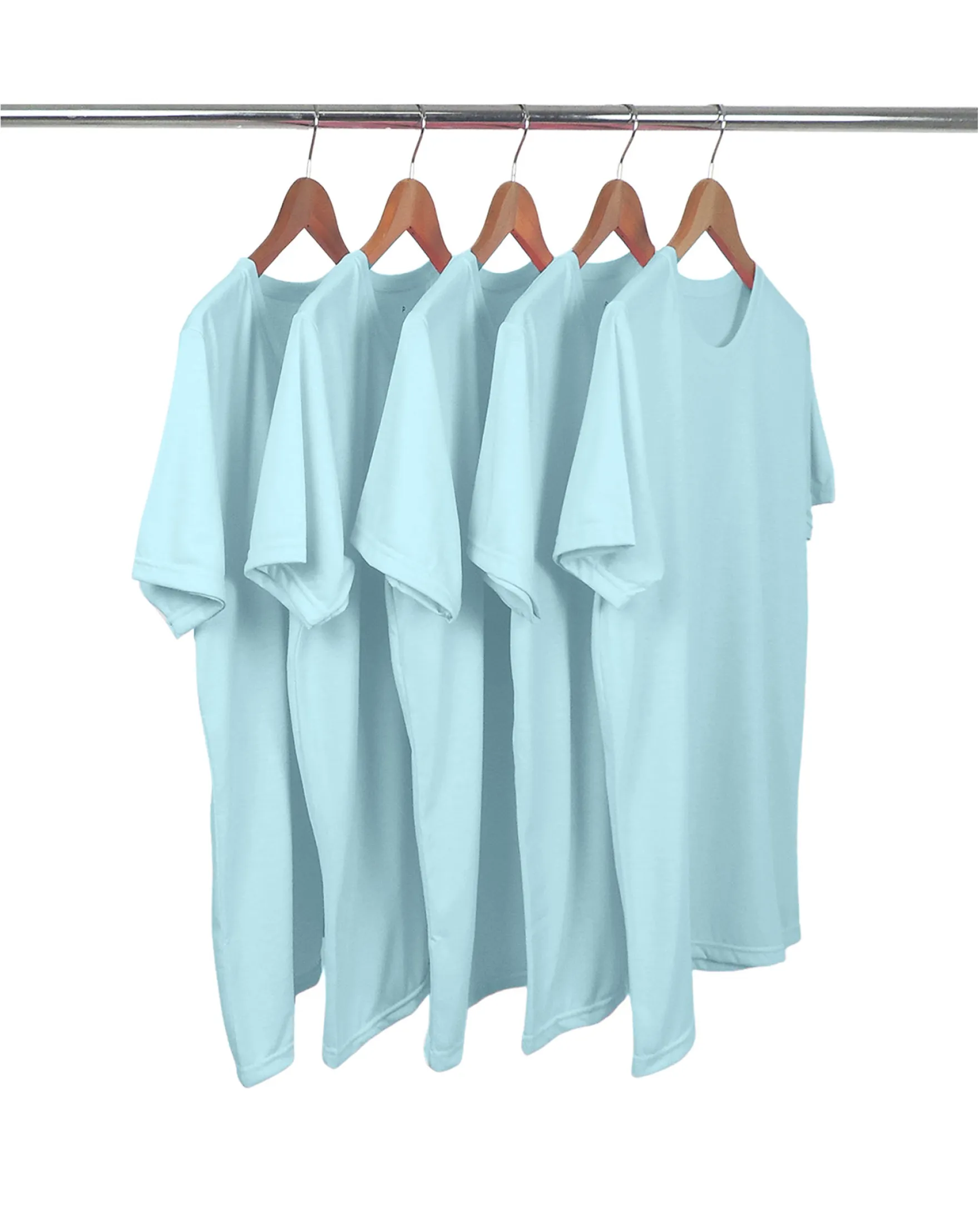 KIT 5 Camisetas de Algodão Premium Azul Claro