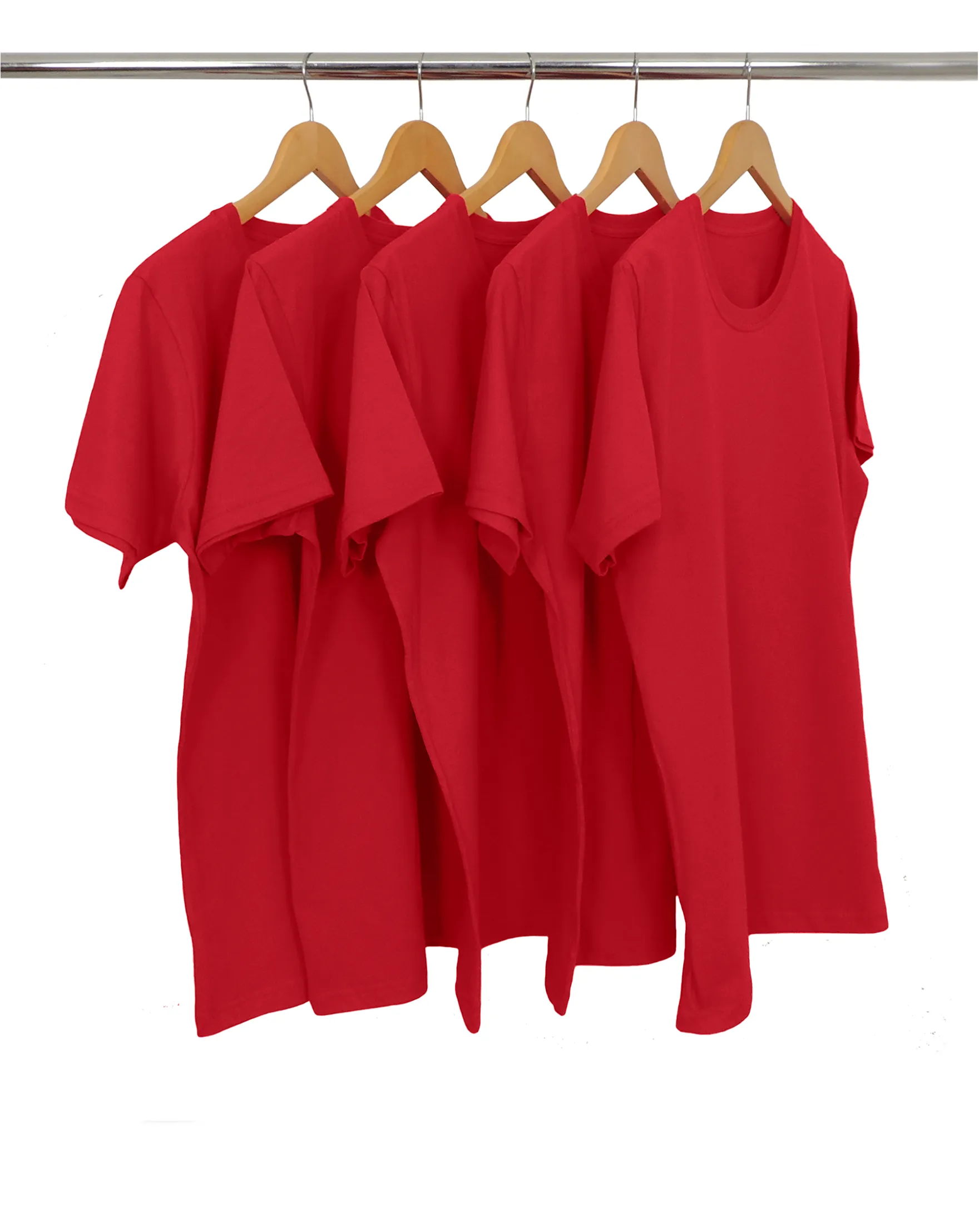 KIT 5 Camisetas de Algodão Premium Vermelhas