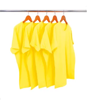 KIT 5 Camisetas de Algodão Premium Amarelo Canário