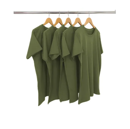 KIT 5 Camisetas de Algodão Premium Verde Militar