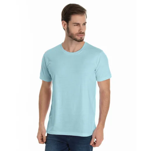 Camiseta de Algodão Premium Azul Claro