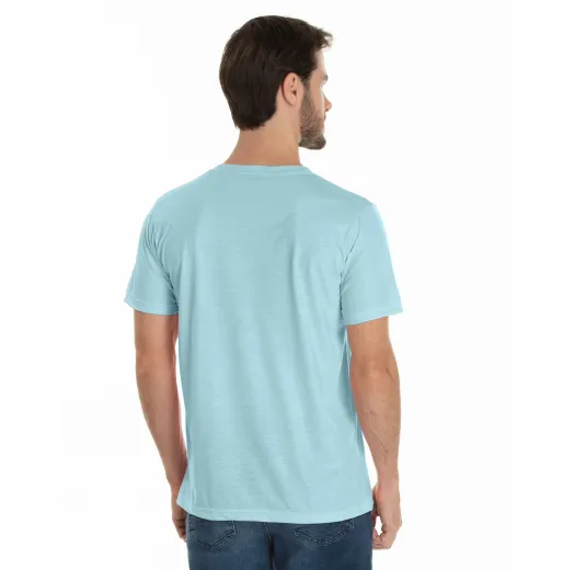 Camiseta de Algodão Premium Azul Claro