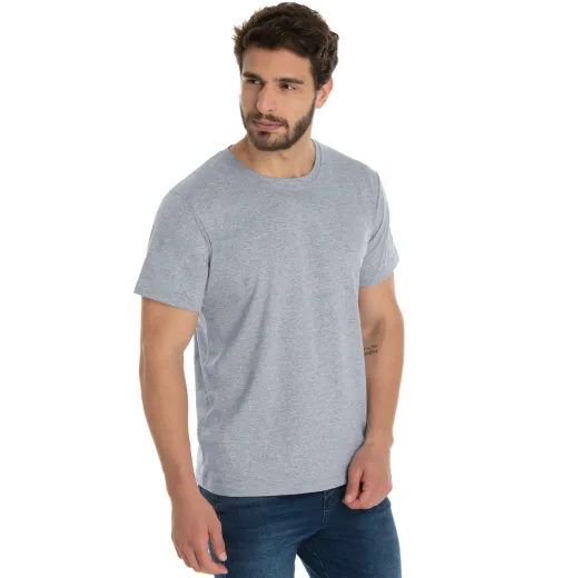 Camiseta de Algodão Premium Cinza Mescla