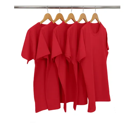 KIT 5 Camisetas de Algodão Premium Vermelhas