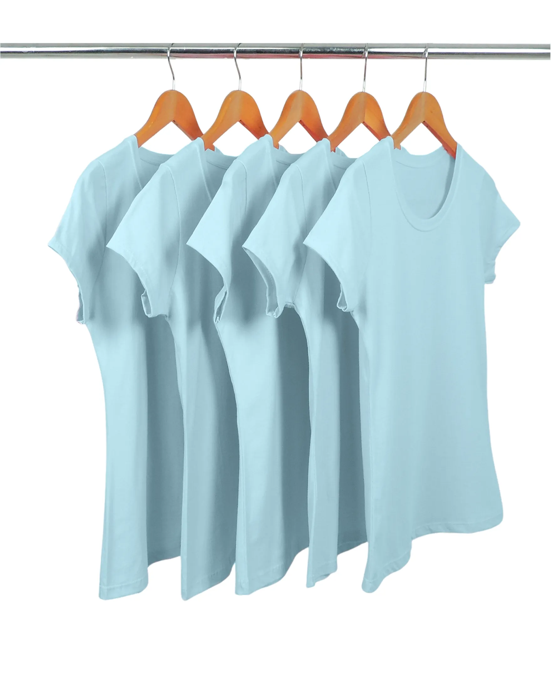 KIT 5 Baby Look de Algodão Premium Azul Claro