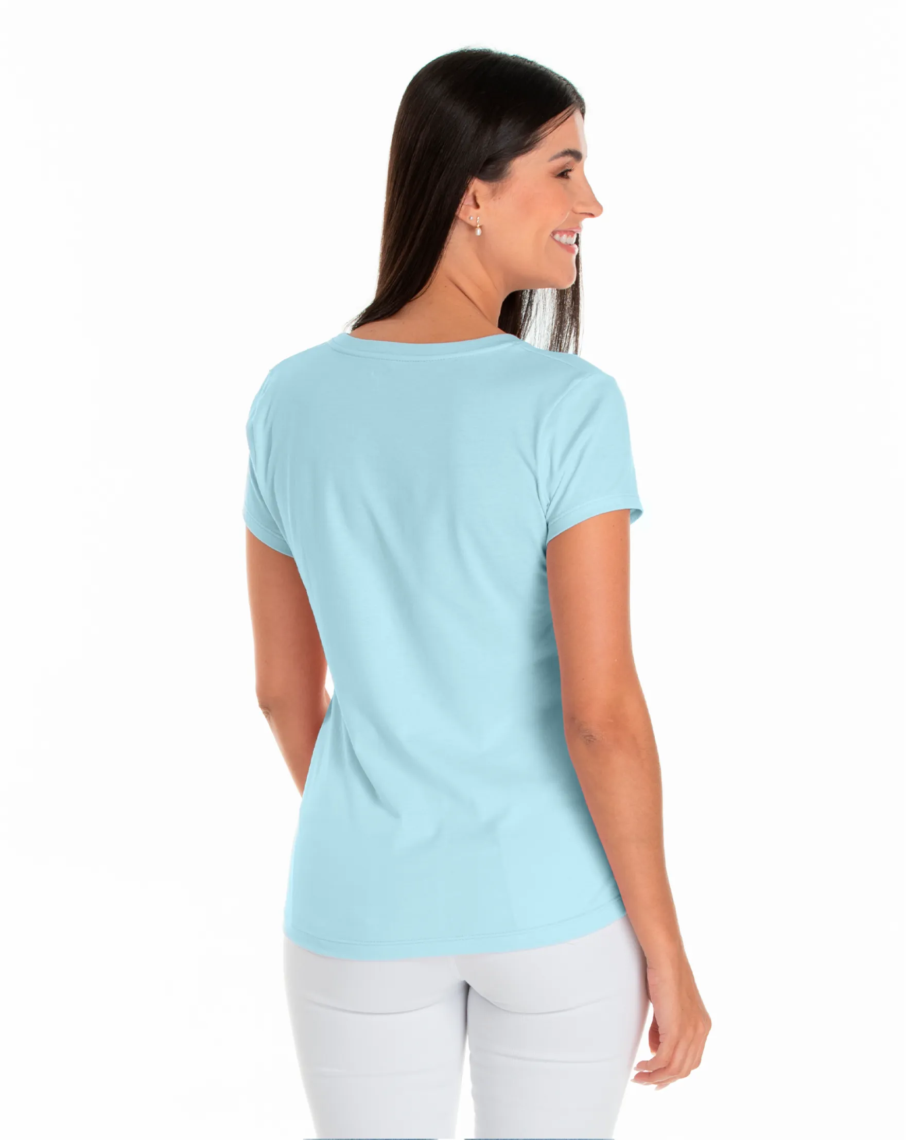 Baby Look de Algodão Premium Azul Claro