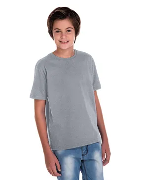 Kit 5 Camisetas Juvenil de Algodão Penteado Cinza Mescla