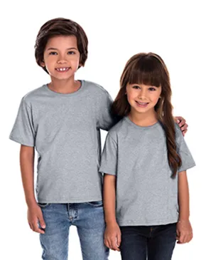 Kit 5 Camisetas Infantil de Algodão Penteado Cinza Mescla