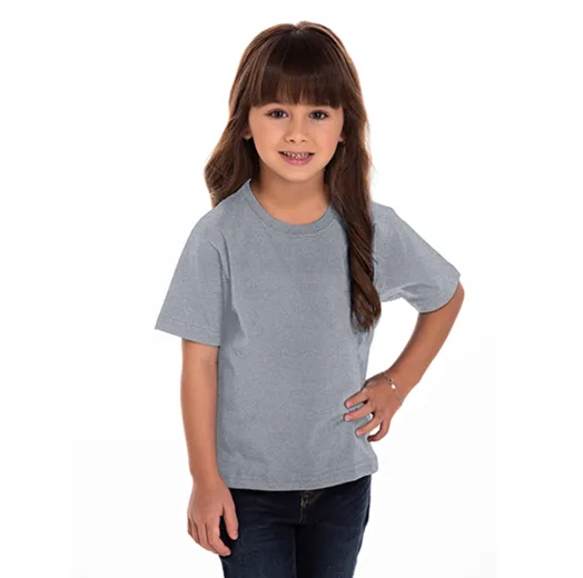Camiseta Infantil de Algodão Penteado Cinza Mescla