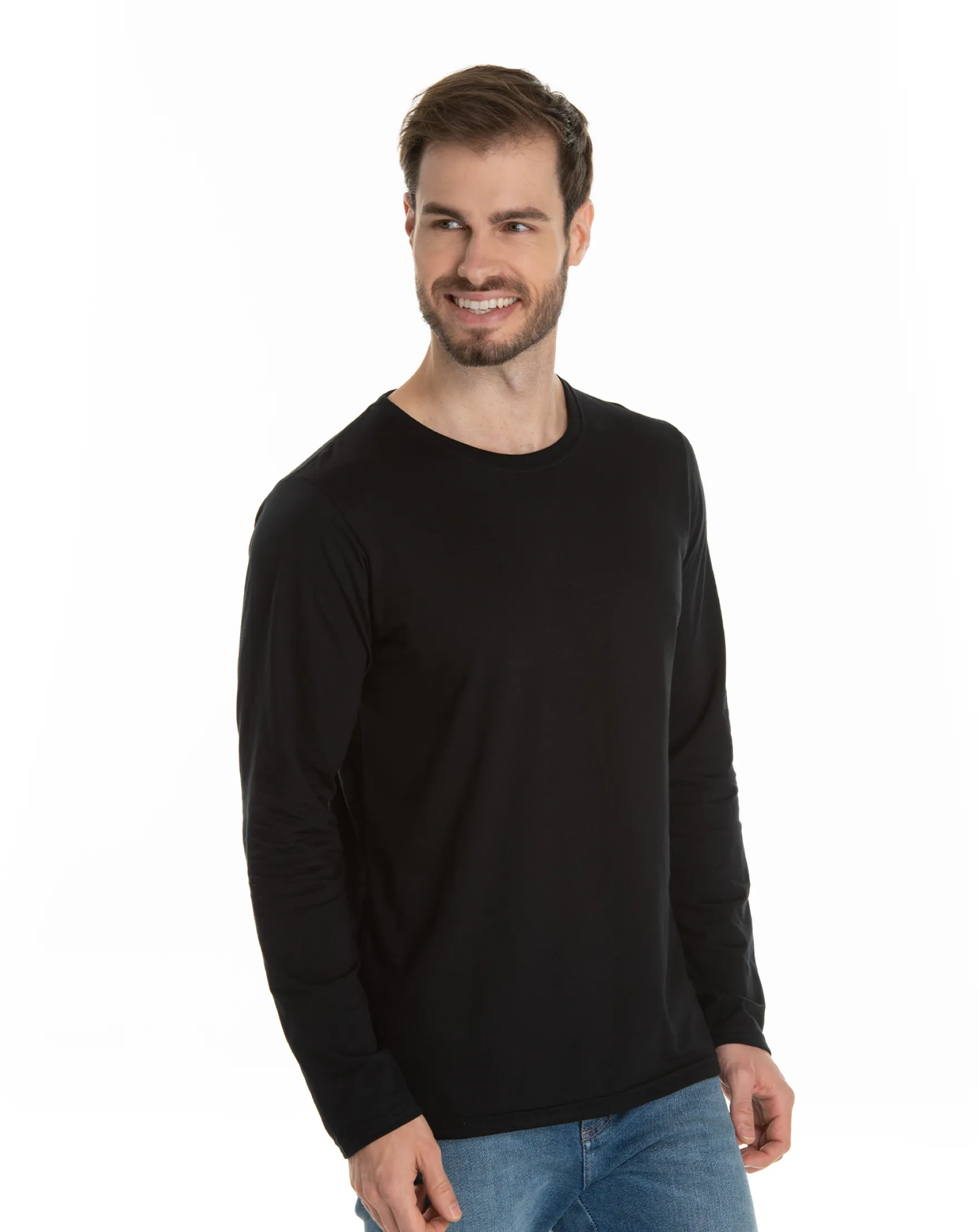 Camiseta Manga Longa de Algodão Premium Preta