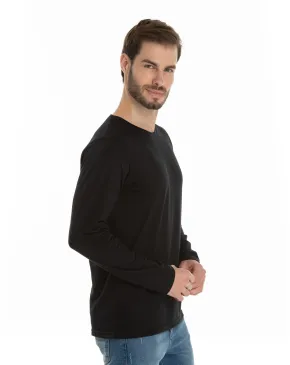 Kit 3 Camisetas Masculinas Manga Longa de Algodão Penteado