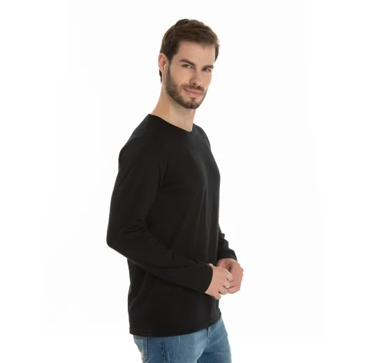 Kit 3 Camisetas Masculinas Manga Longa de Algodão Penteado